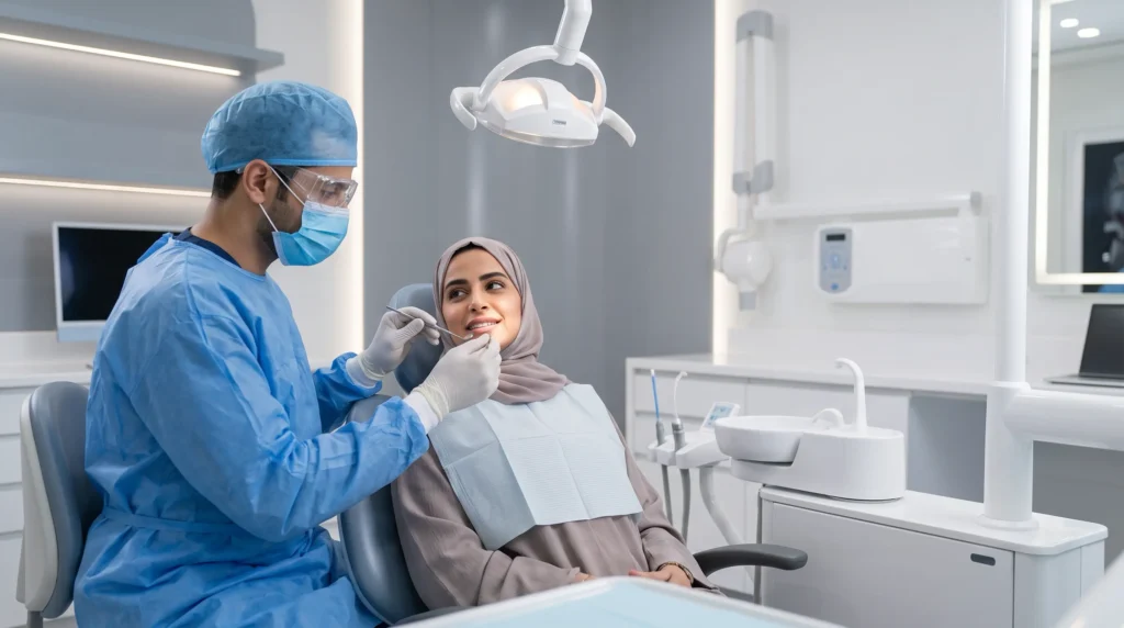 لتدخل الفوري لعلاج طوارئ الأسنان وتخفيف الألم في عيادات نخبة ألماس بالرياض.